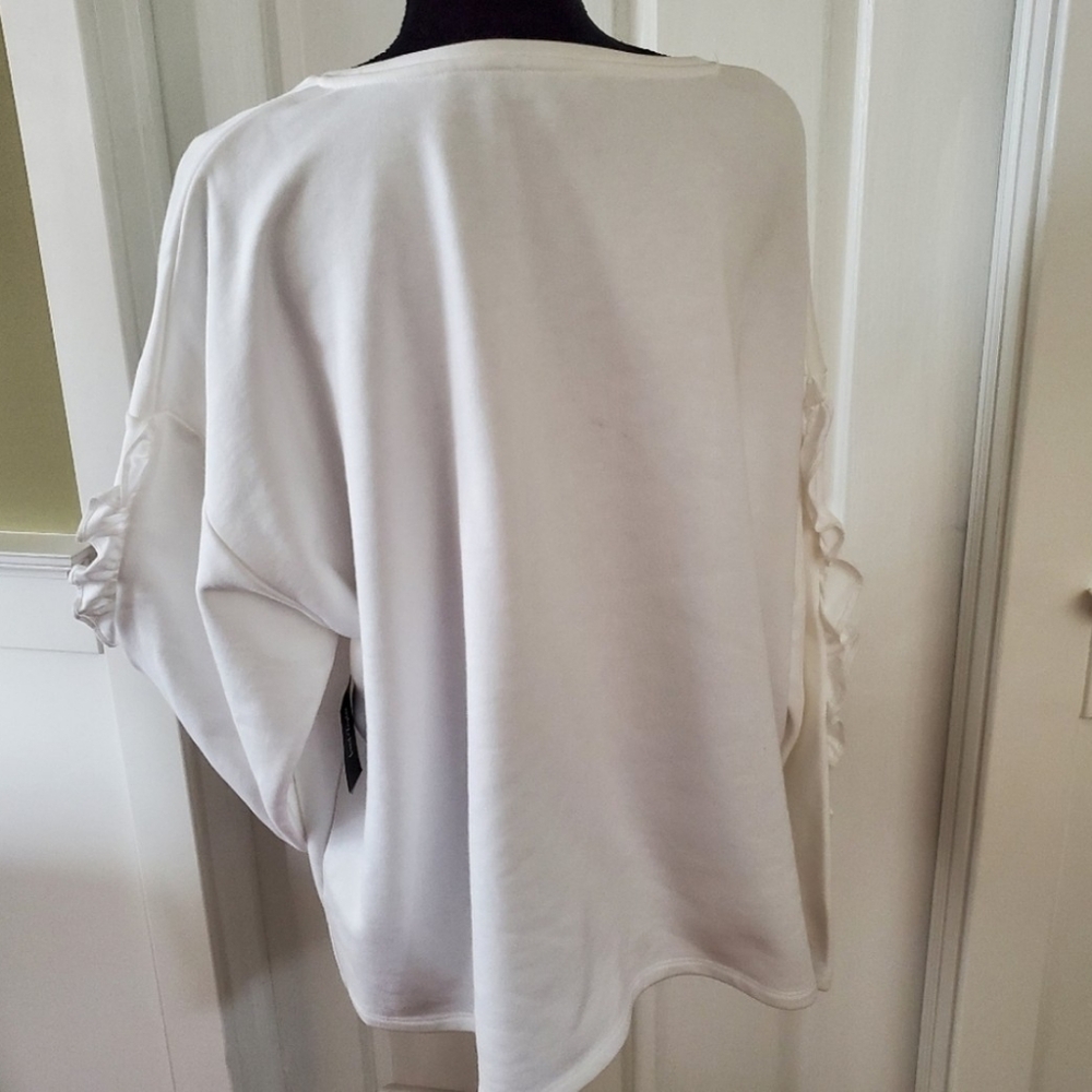 Lord & Taylor Ruffled statement sleeve sweatshirt - Picture 3 of 4